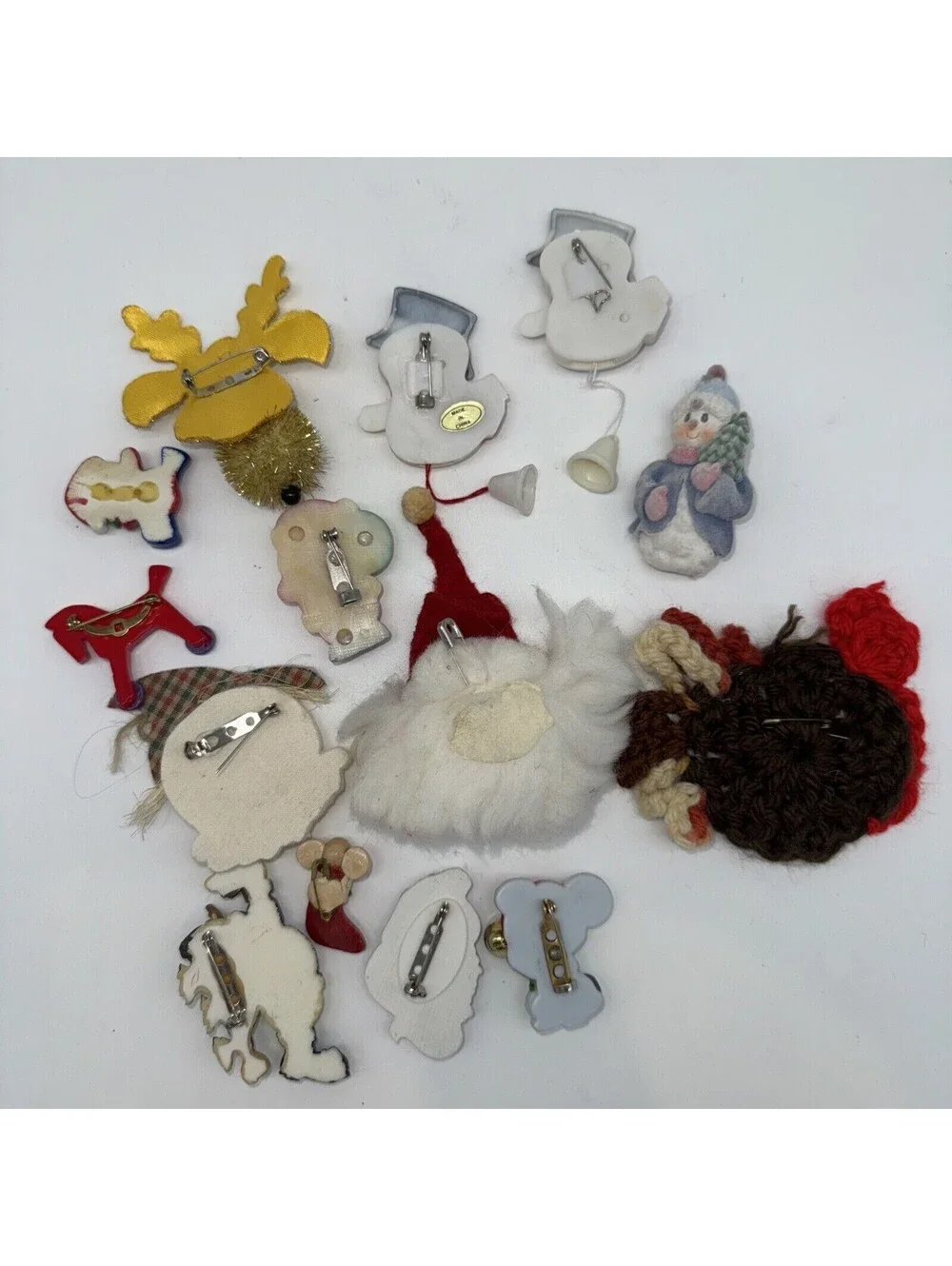 14 Vintage Christmas Thanksgiving Holiday Lapel Pin Turkey Snowman Mouse Santa